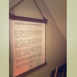 Tale of two wolves wall scroll